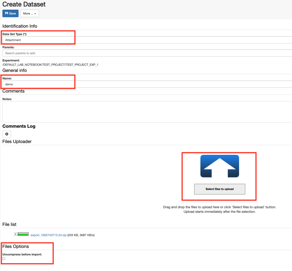 openbis create attachment