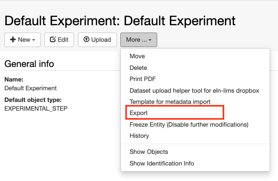 openbis export option