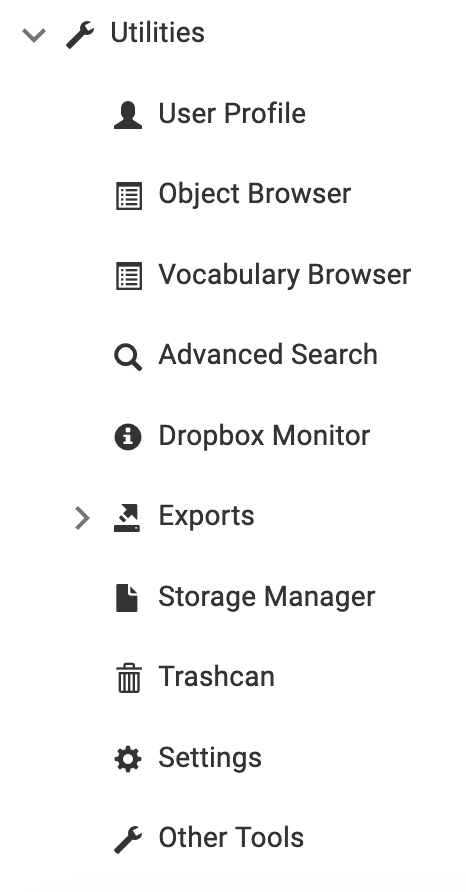 openbis storage managaer menu